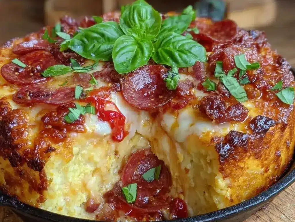crispy cast iron deep dish pizza - featured image