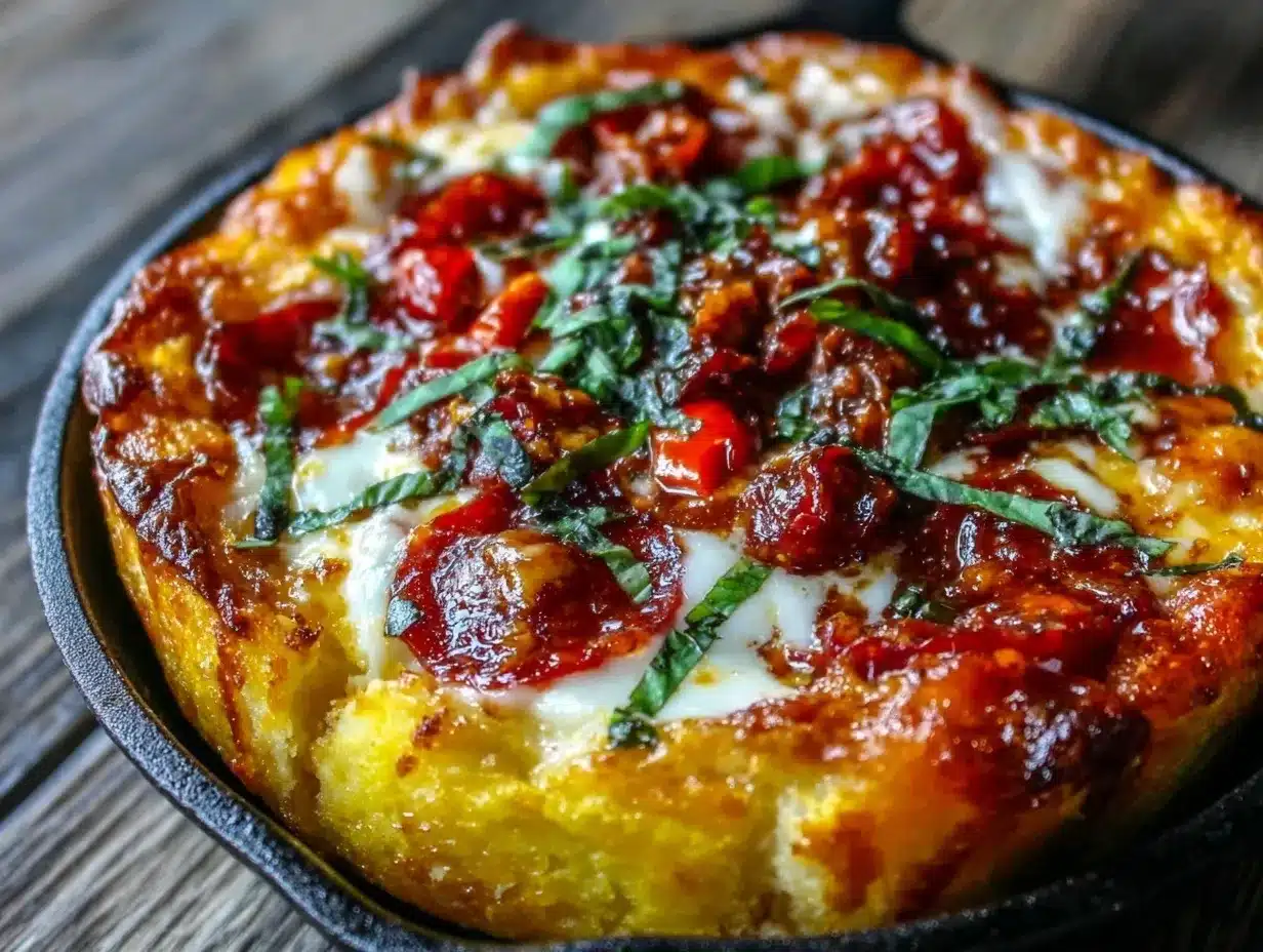 crispy cast iron deep dish pizza preparation steps