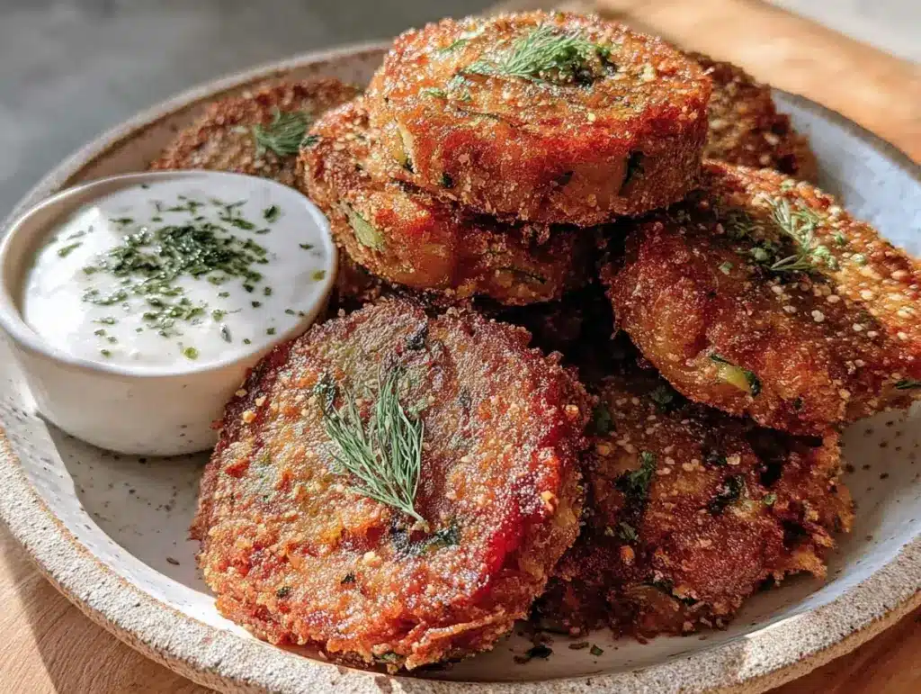 crispy parmesan zucchini fritters - featured image