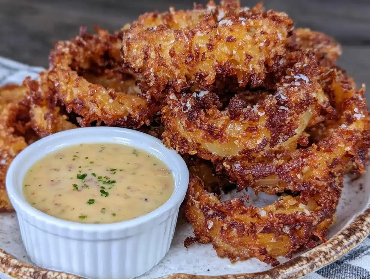 double-battered air fryer onion rings preparation steps