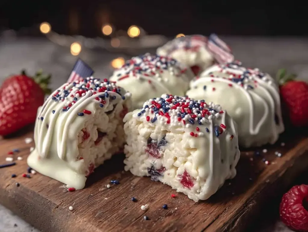 Easy Patriotic Rice Krispie Treats - featured image