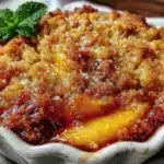 easy peach cobbler dump cake - featured image