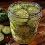 easy tangy overnight refrigerator pickles - featured image