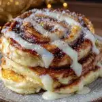 fluffy cinnamon roll pancakes - featured image