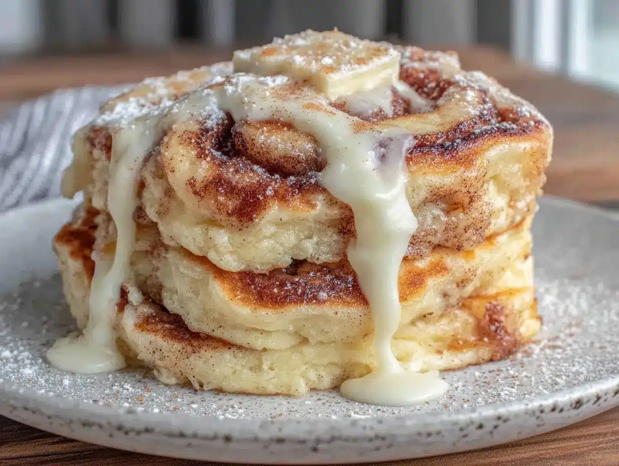 fluffy cinnamon roll pancakes preparation steps