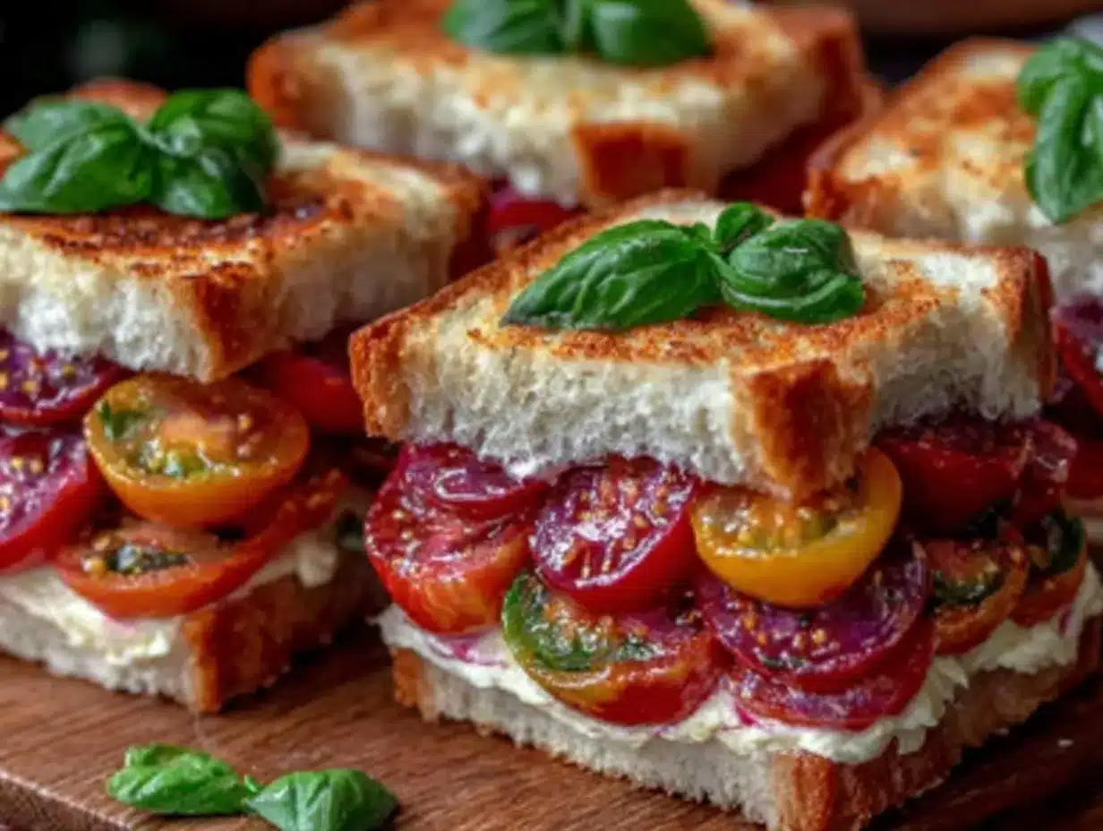 fresh end of summer tomato sandwiches preparation steps