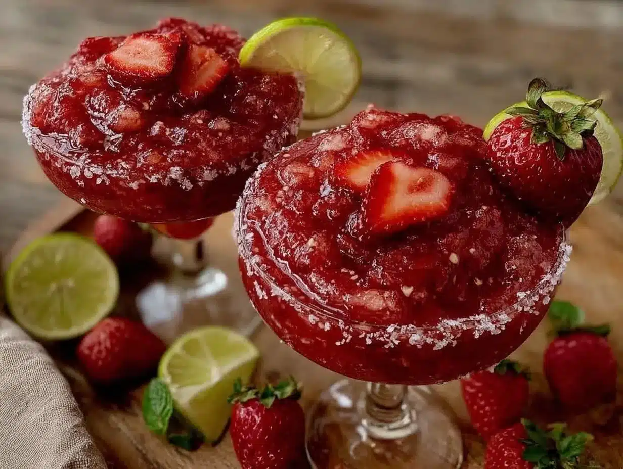 fresh skinny frozen strawberry margarita preparation steps