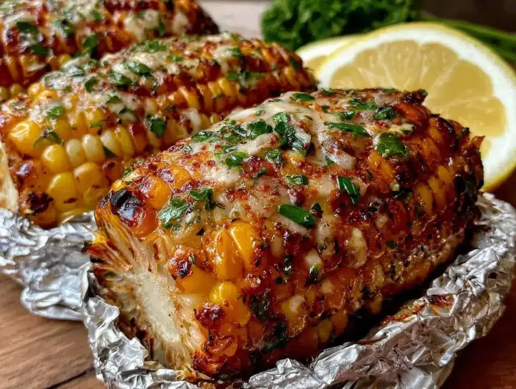 lemon herb grilled corn on the cob - featured image