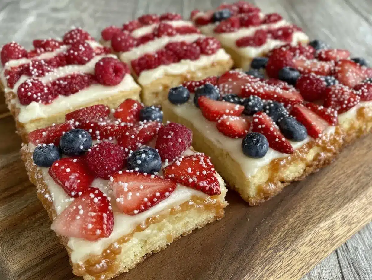 mini American flag fruit pizzas preparation steps