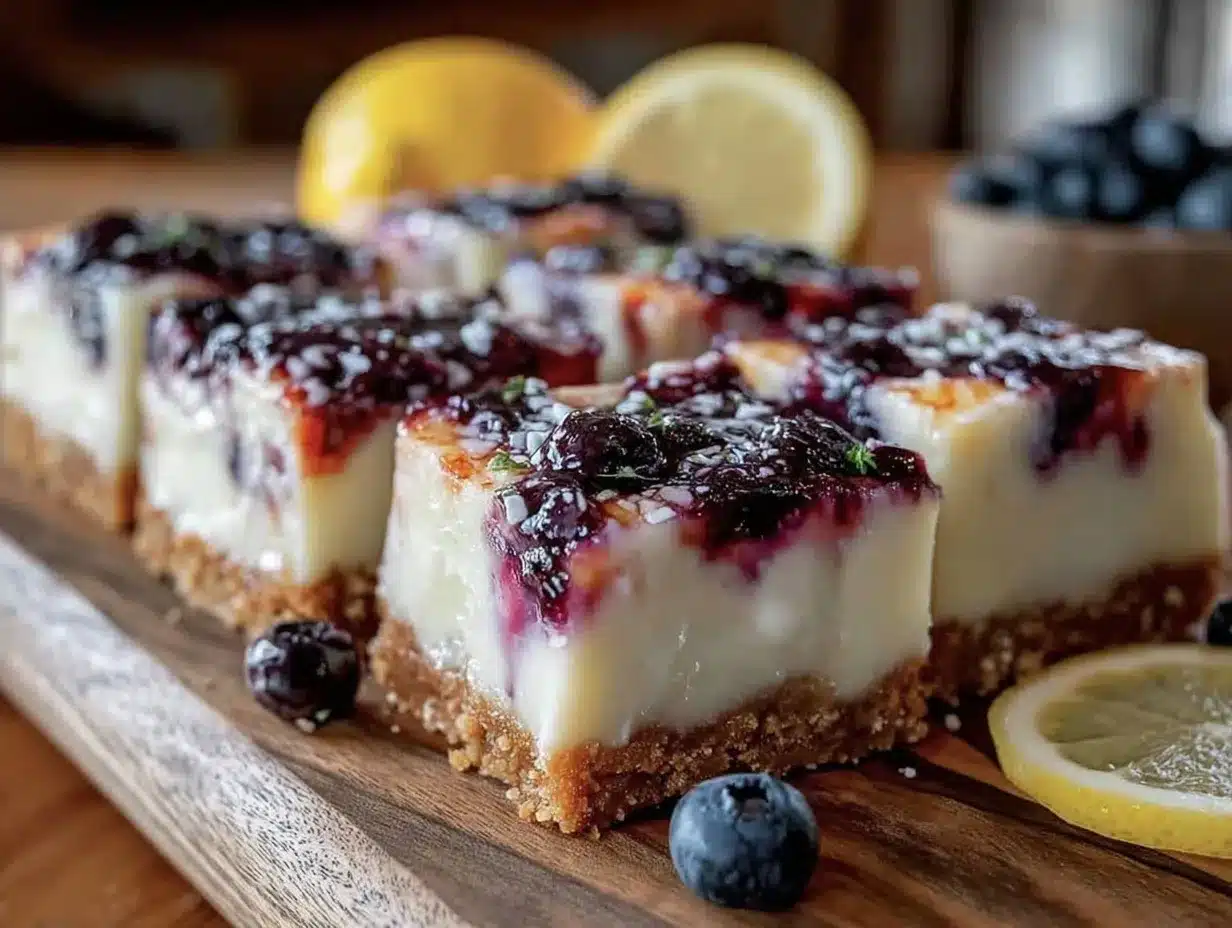 no bake lemon blueberry cheesecake bars preparation steps
