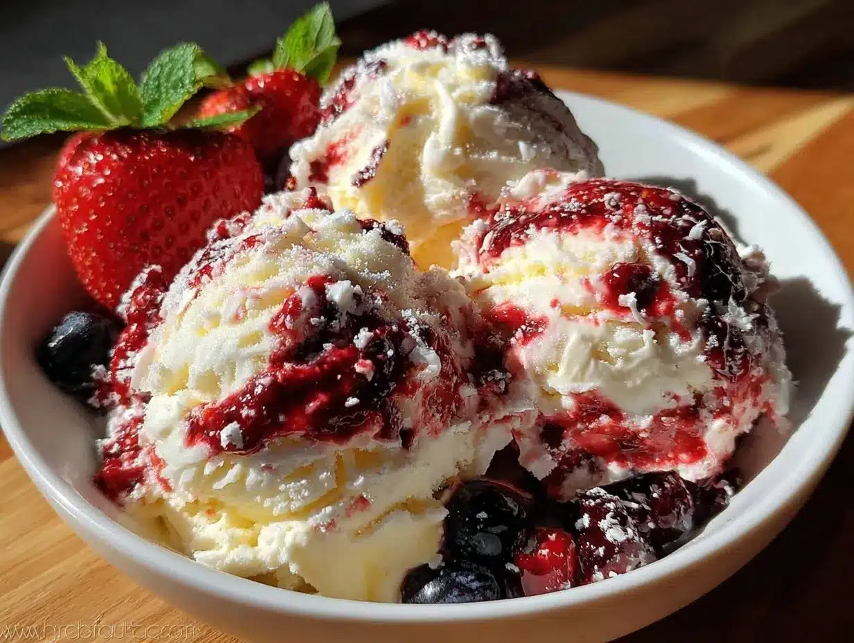 no-churn red white and blue ice cream preparation steps