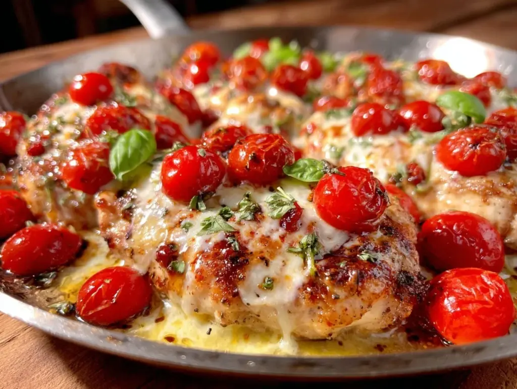one-pan caprese grilled chicken - featured image