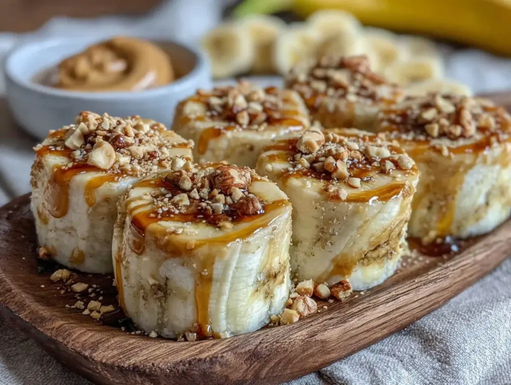 peanut butter banana sushi rolls - featured image