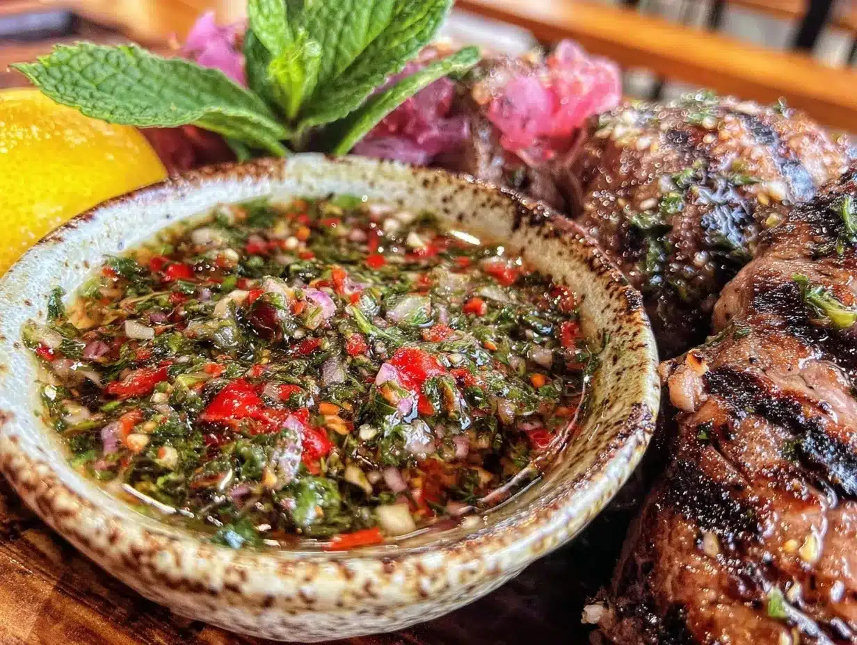 quick blender chimichurri sauce preparation steps