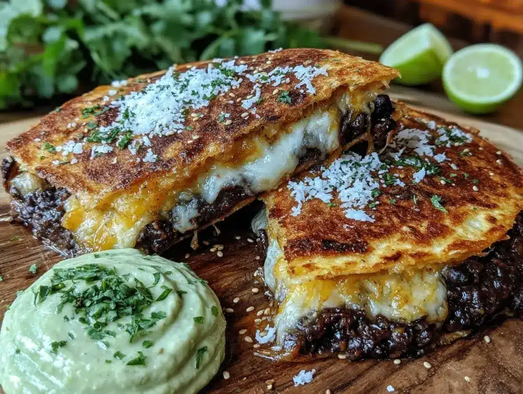 quick crispy black bean quesadilla - featured image
