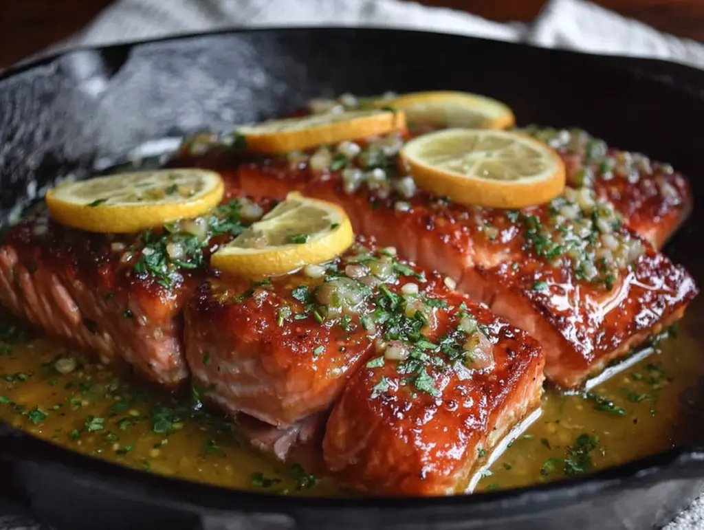 quick crispy lemon butter salmon filet - featured image