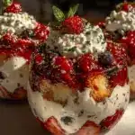 red white and blue berry trifle cups - featured image