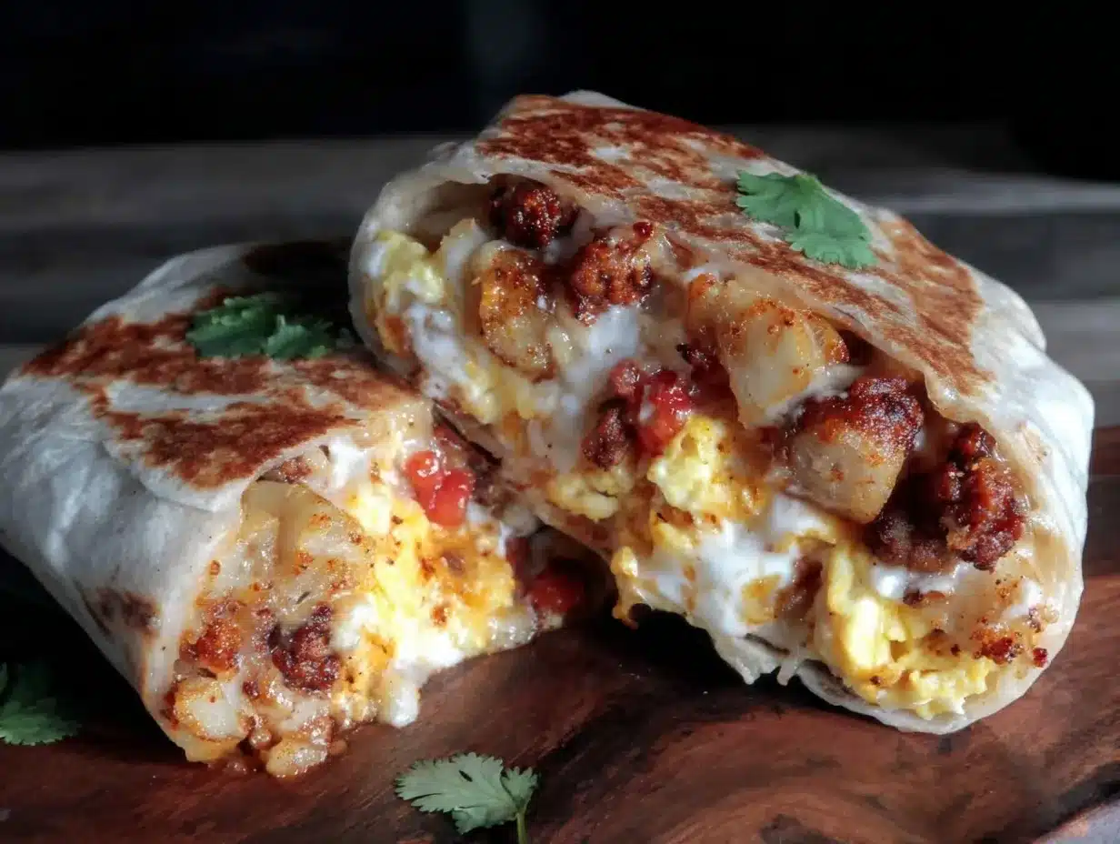 savory loaded breakfast burrito preparation steps