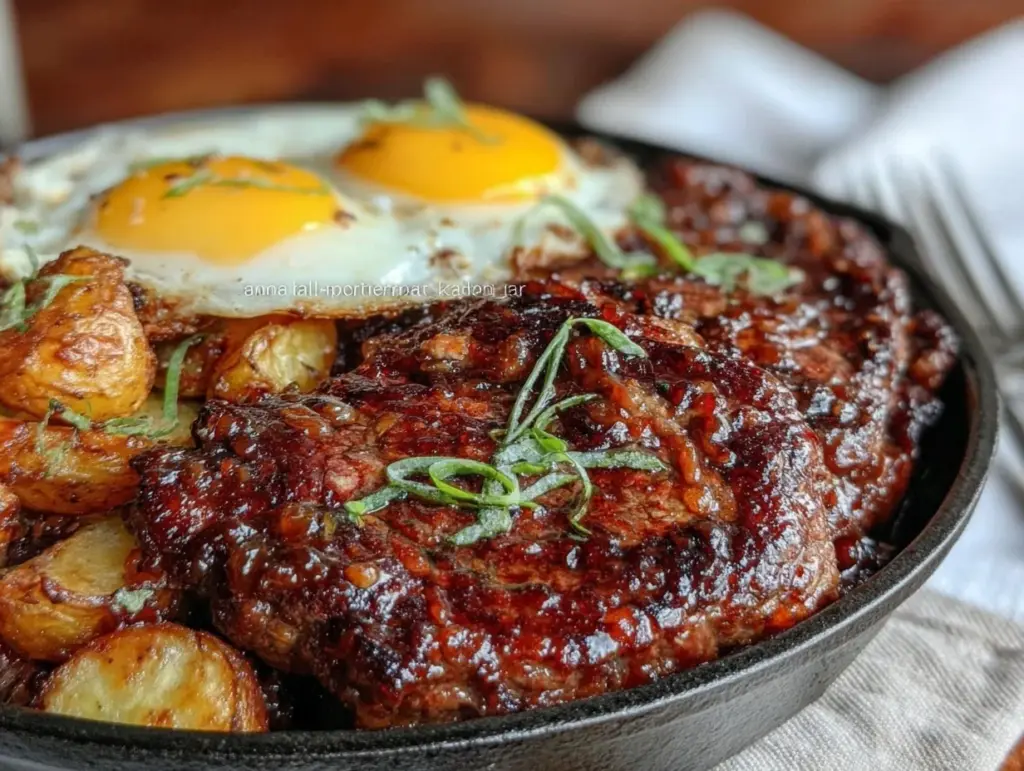 savory steak and eggs breakfast skillet - featured image