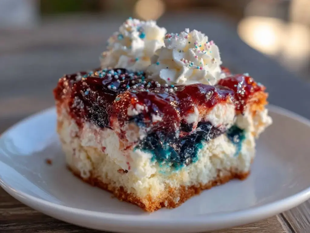 stars and stripes poke cake - featured image