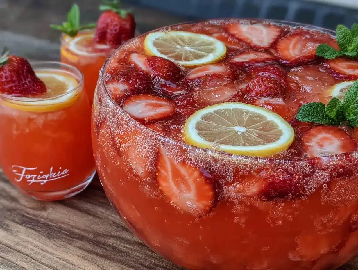 strawberry lemonade vodka punch preparation steps