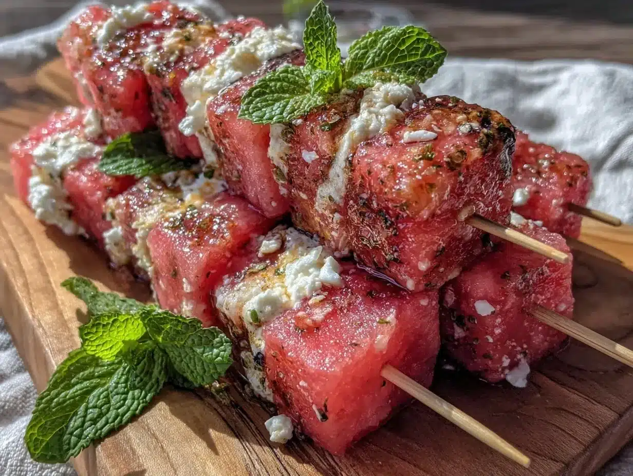 watermelon feta skewers preparation steps