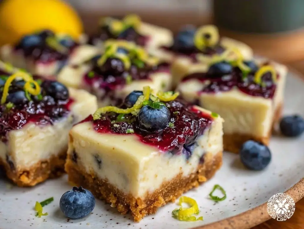 blueberry lemon cheesecake bars - featured image