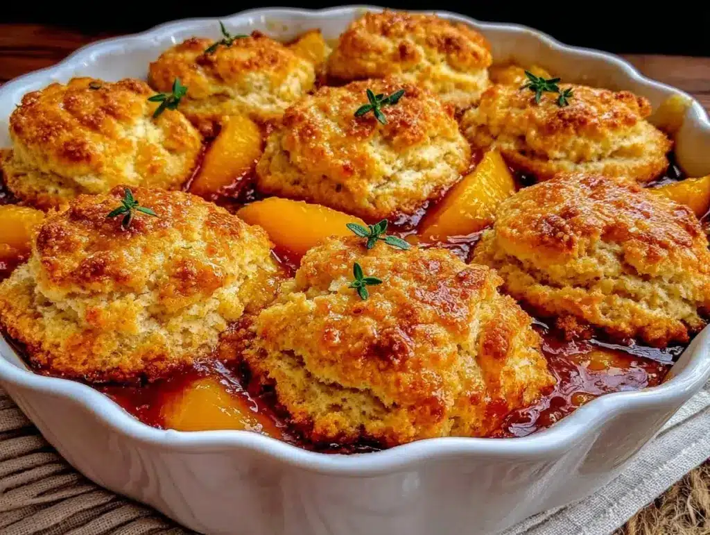 bourbon peach cobbler - featured image