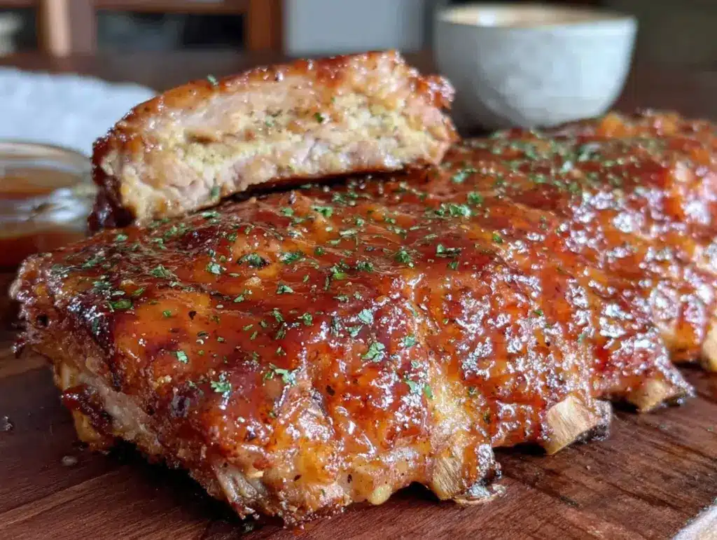 brown sugar bourbon glazed pork ribs - featured image