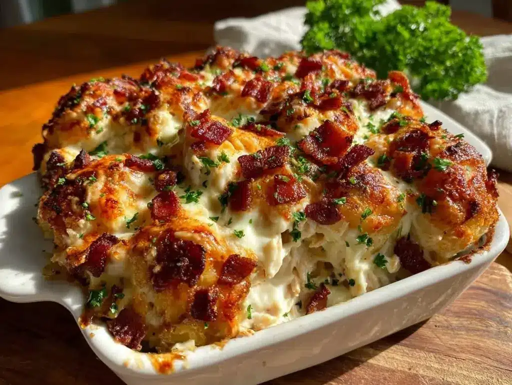 cozy crack chicken casserole - featured image