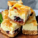 creamy black raspberry swirl cheesecake bars - featured image