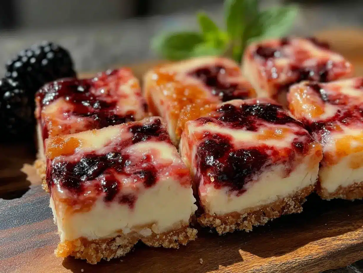 creamy black raspberry swirl cheesecake bars preparation steps