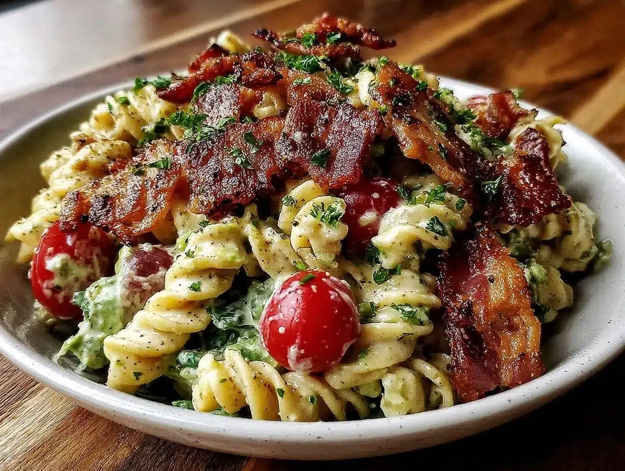 creamy BLT pasta salad preparation steps