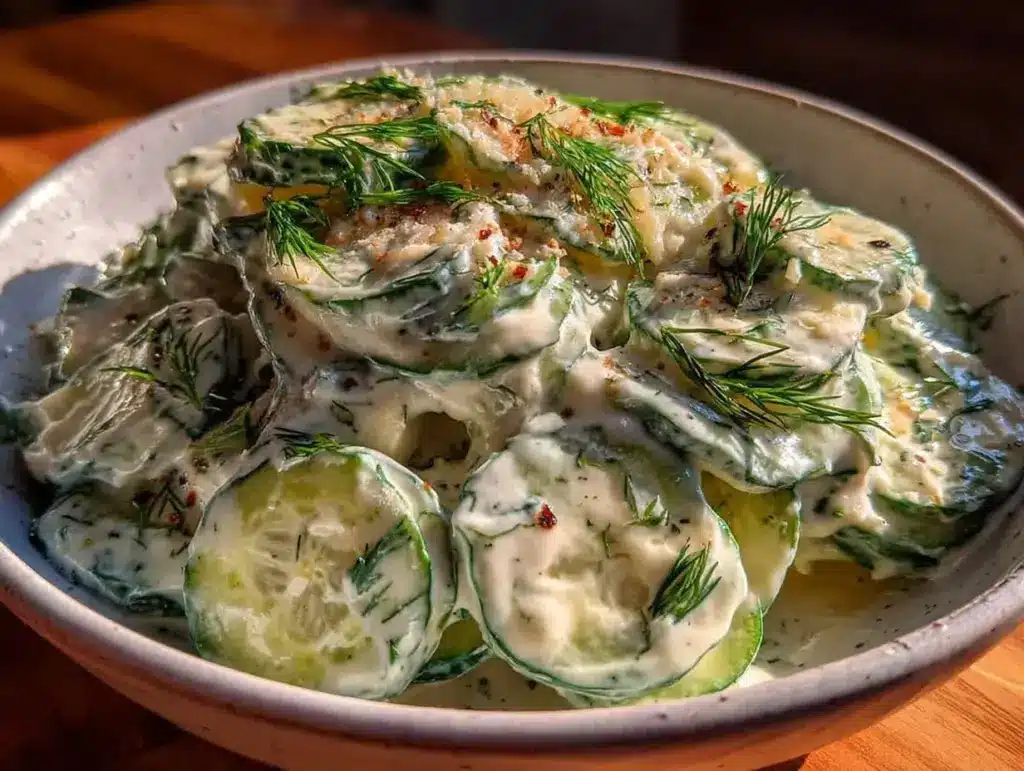 creamy cucumber salad - featured image
