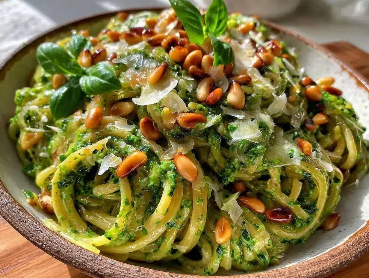 creamy garlic scape pesto pasta preparation steps
