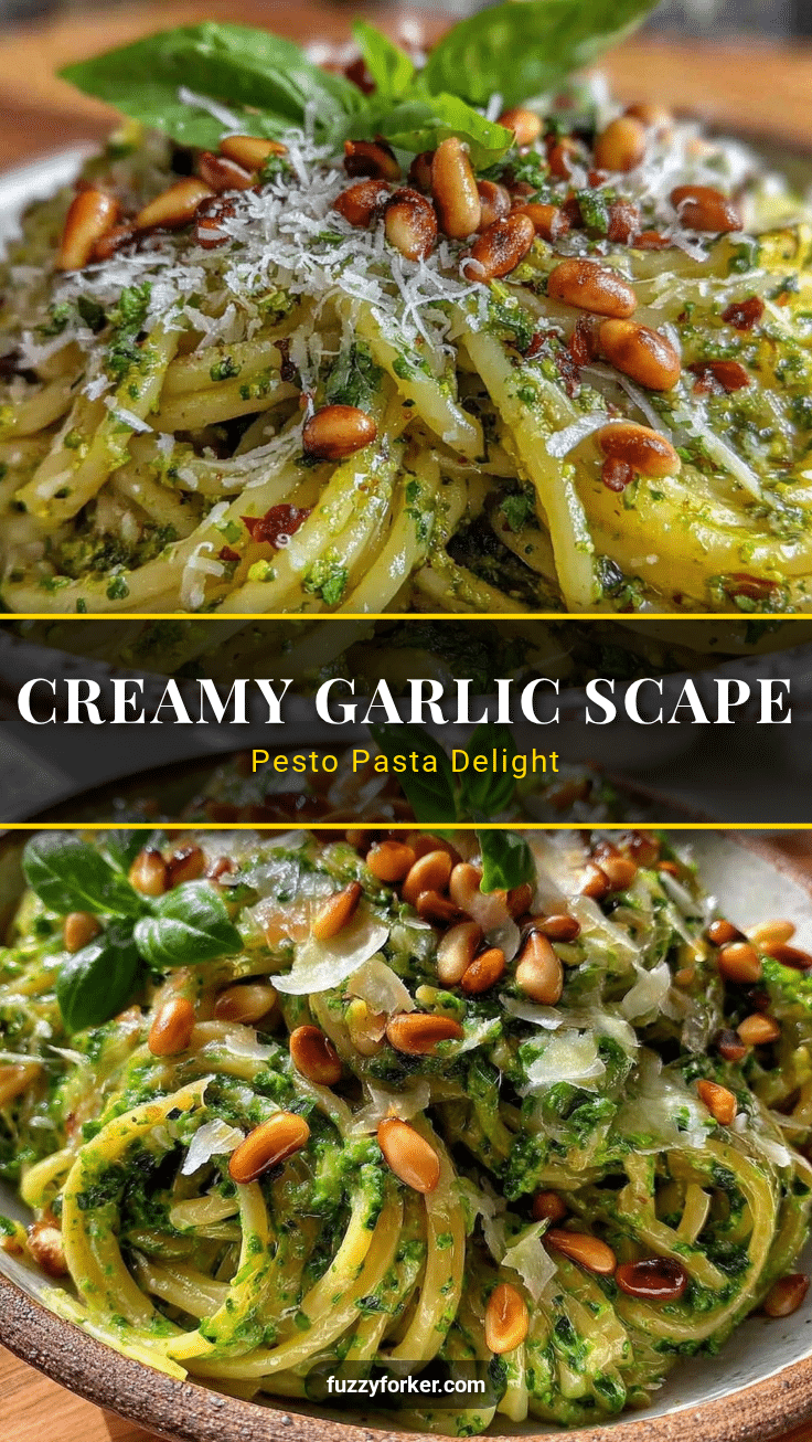 creamy garlic scape pesto pasta recipe