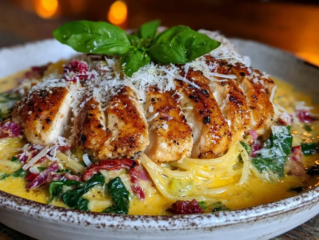 creamy one-pot tuscan chicken pasta - featured image
