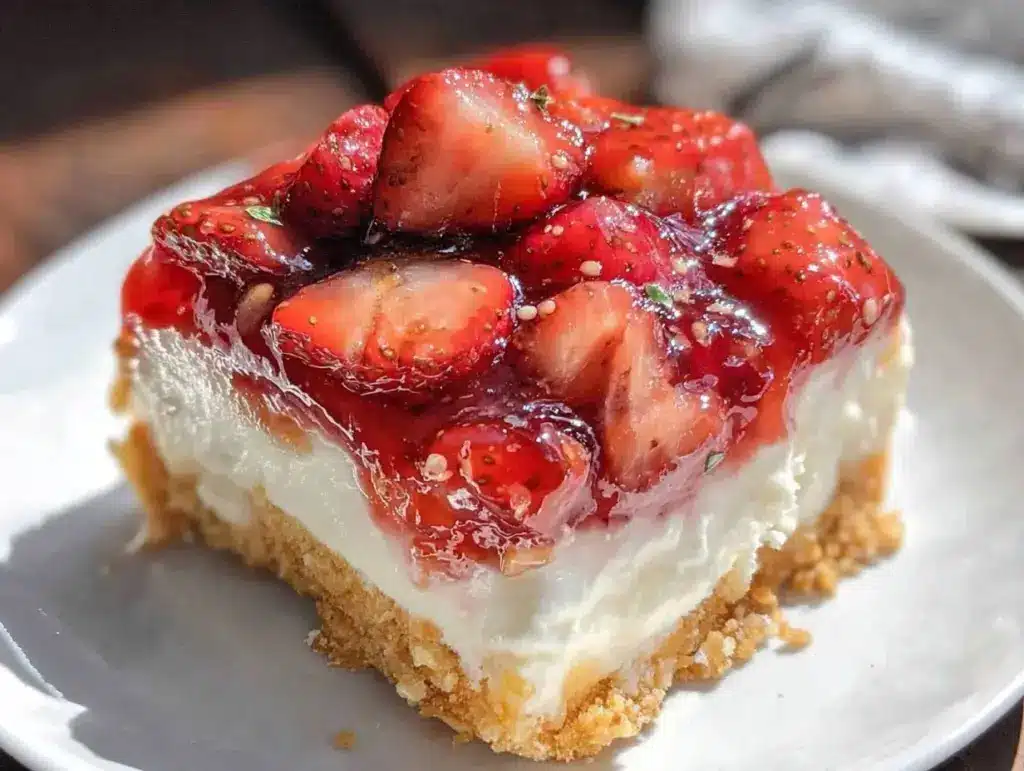 creamy strawberry pretzel salad - featured image