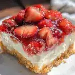 creamy strawberry pretzel salad - featured image