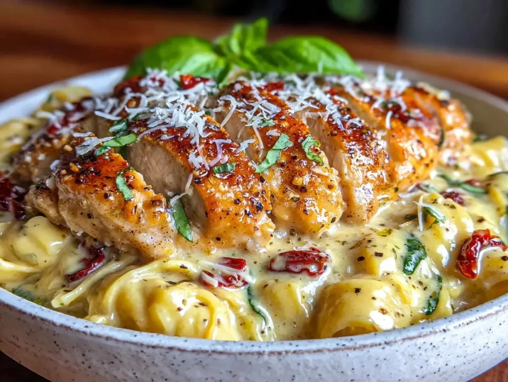 creamy tuscan garlic chicken pasta - featured image