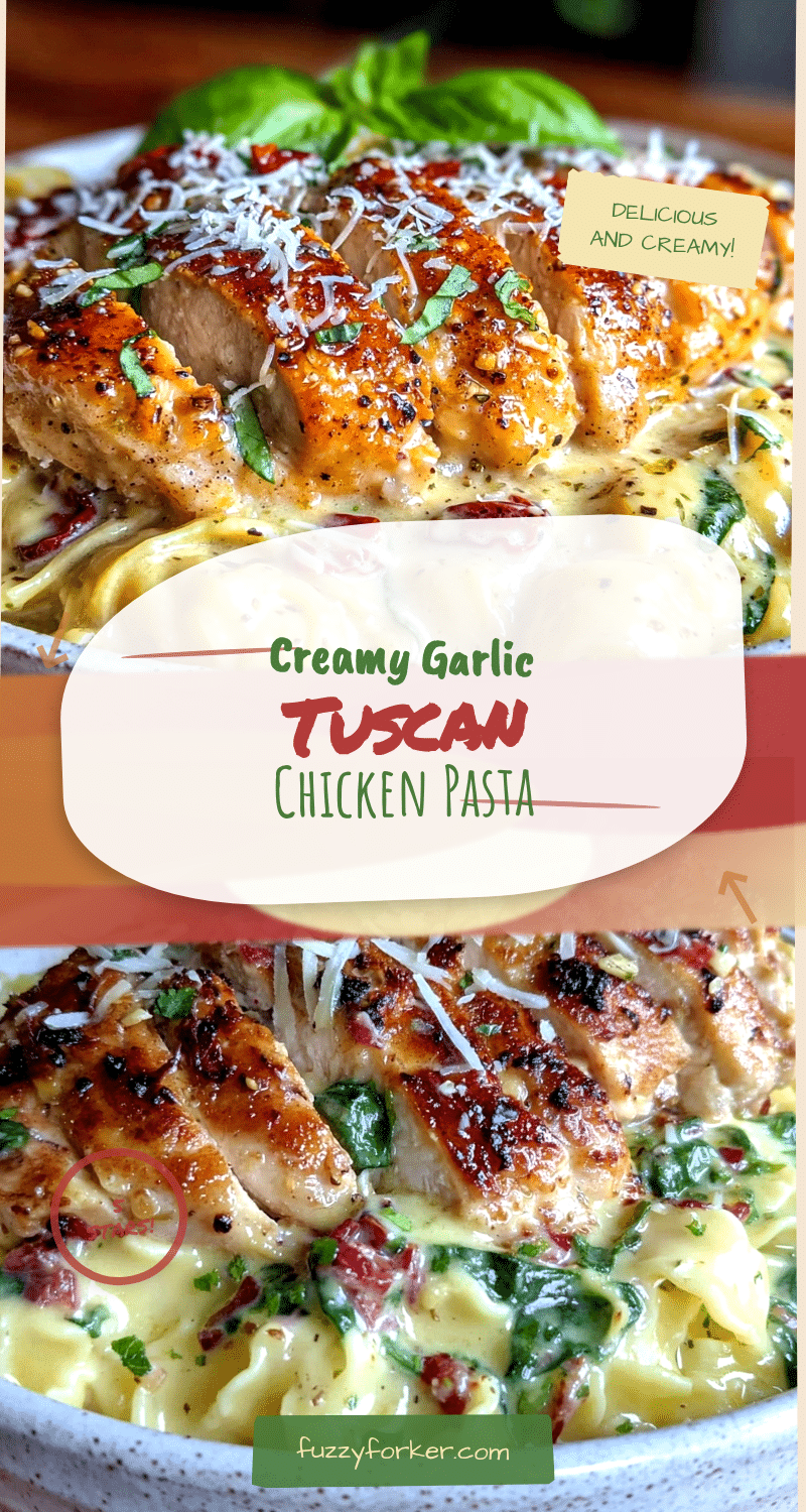 creamy tuscan garlic chicken pasta recipe