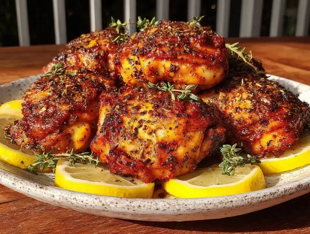 crispy baked lemon pepper chicken thighs - featured image