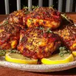 crispy baked lemon pepper chicken thighs - featured image