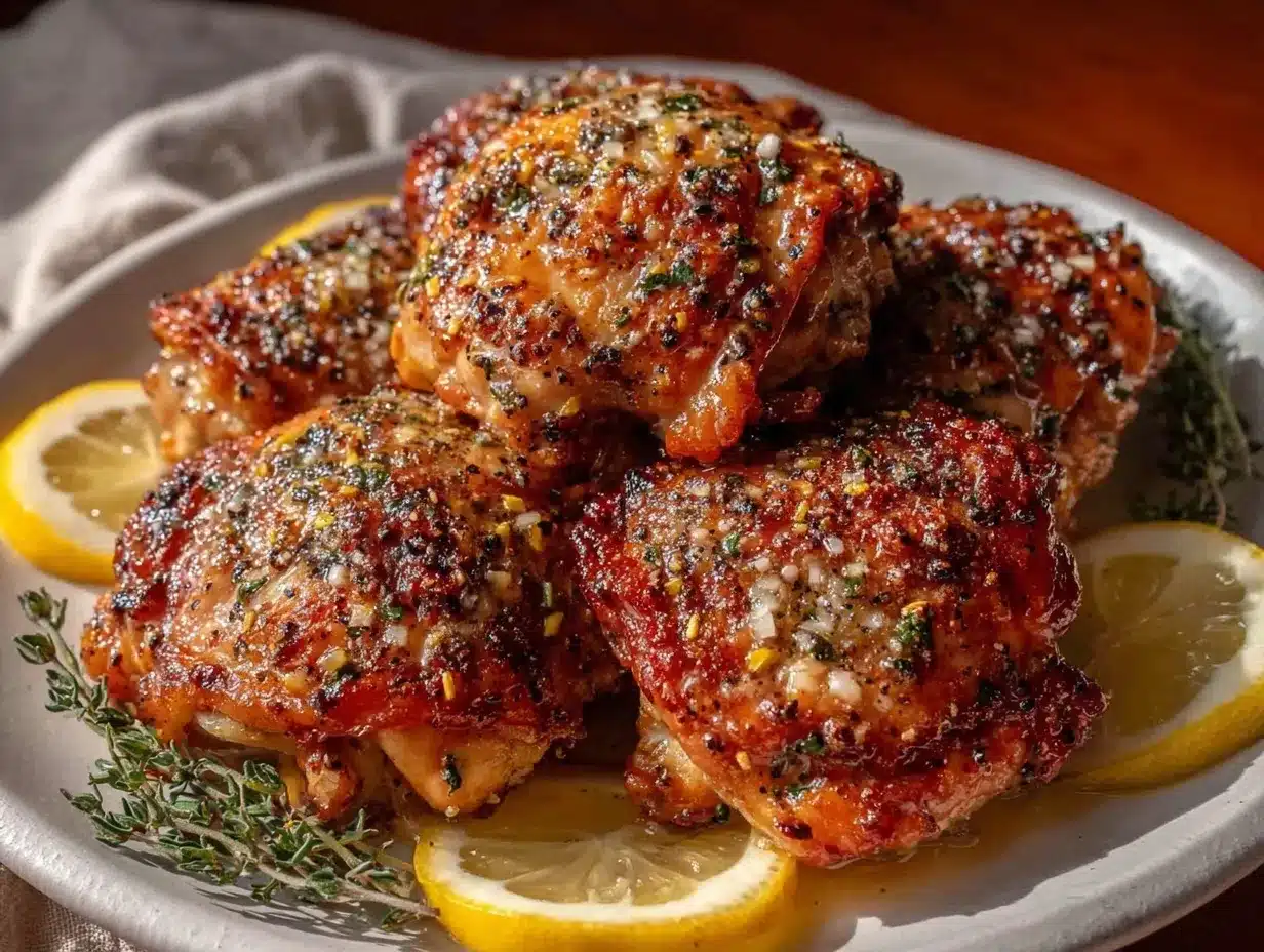 crispy baked lemon pepper chicken thighs preparation steps