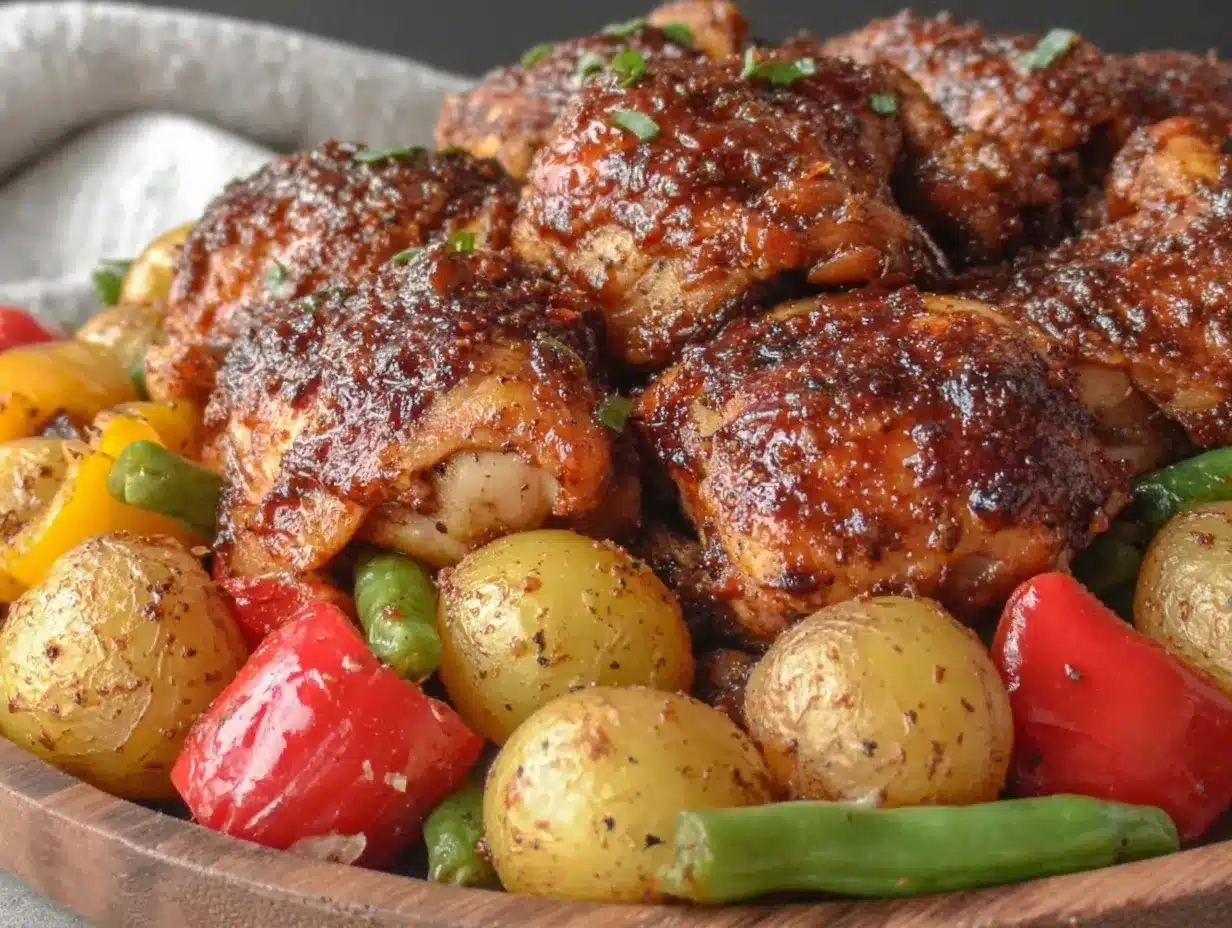 crispy bbq chicken sheet pan preparation steps