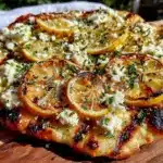 crispy charred lemon herb flatbread pizza - featured image
