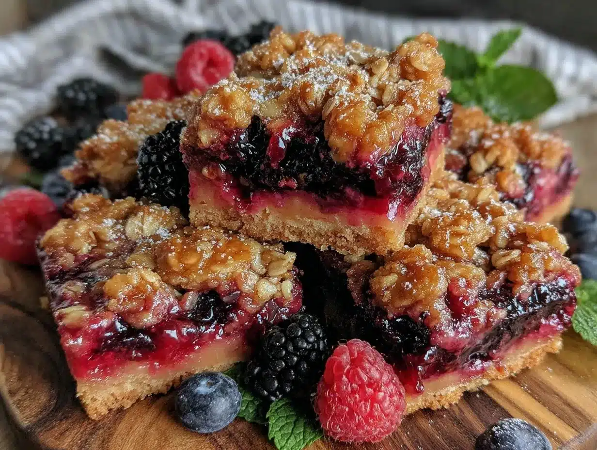 crispy triple berry crumble bars preparation steps