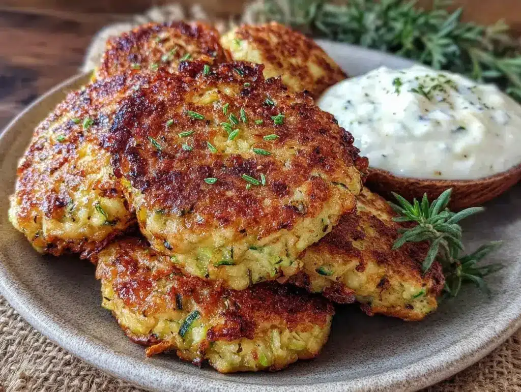 crispy zucchini fritters - featured image