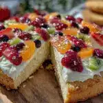 easy creamy sugar cookie fruit pizza - featured image