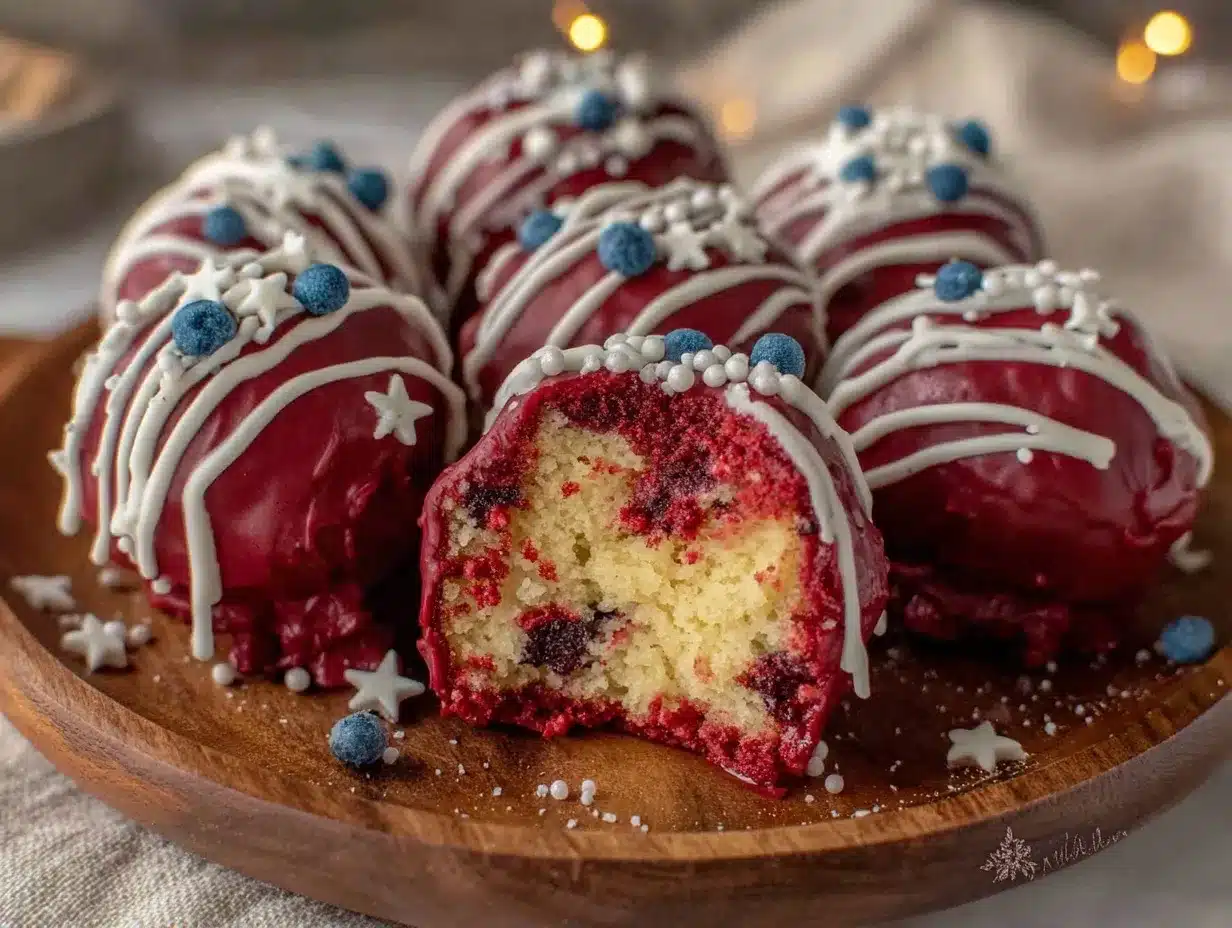 festive patriotic red white and blue cake pops preparation steps